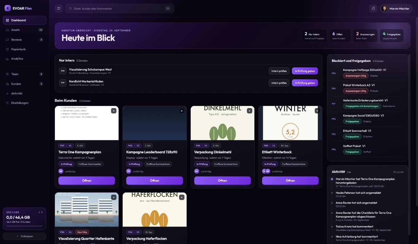 EVOAR FILES Dashboard